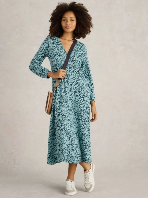 Megan Jersey Dress in NAVY PRINT