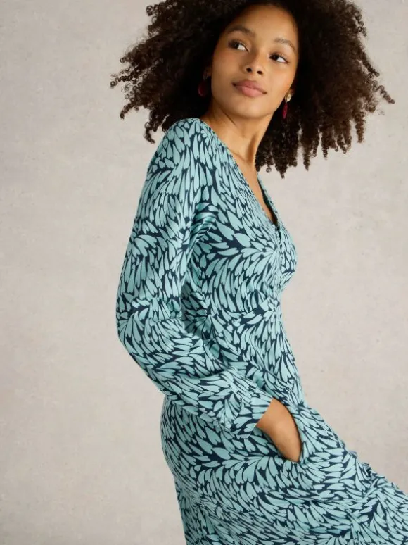 Megan Jersey Dress in NAVY PRINT