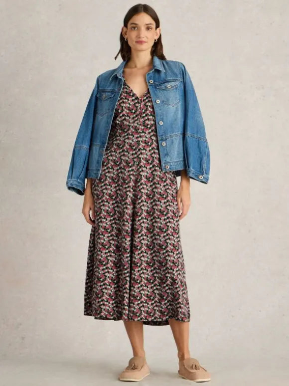 Megan Midi Dress Jersey in GREEN MULTI