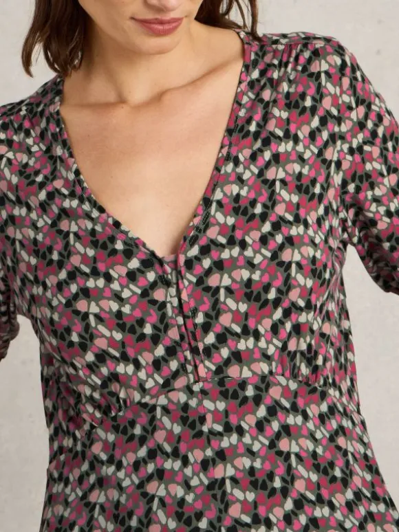 Megan Midi Dress Jersey in GREEN MULTI