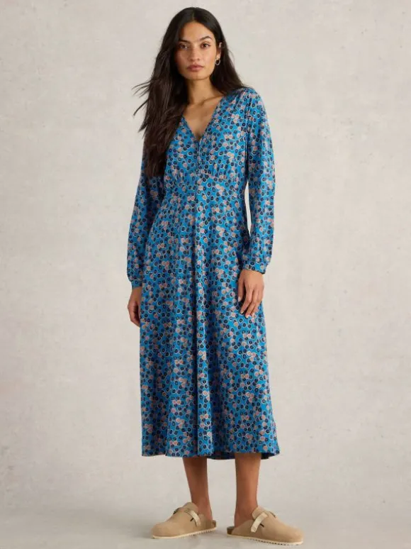 Megan Midi Jersey Dress in BLUE MULTI