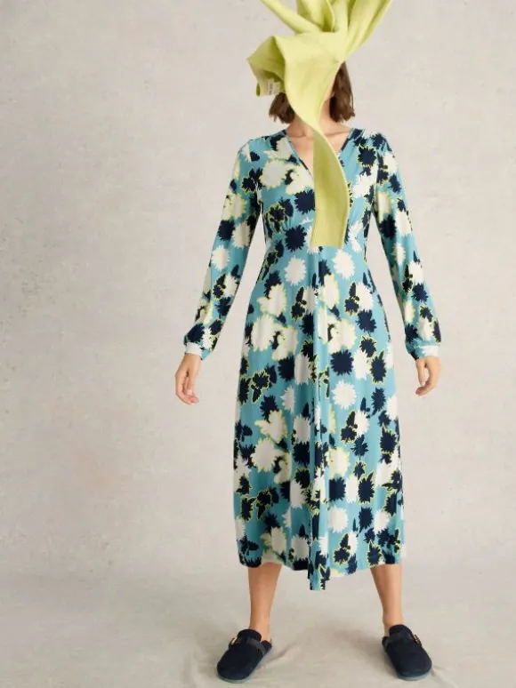 Megan Midi Jersey Dress in BLUE PRINT