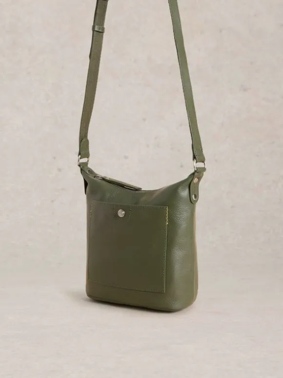 Mini Leather Fern Crossbody in KHAKI GREEN