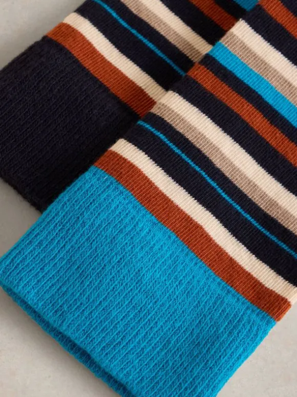 Mismatch Stripe Ankle Sock in BLUE MULTI