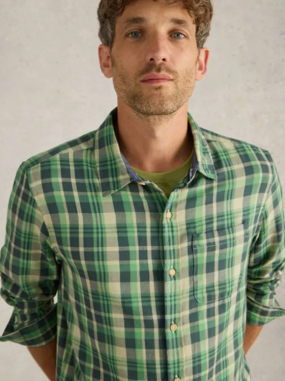 Moxley Brushed Long Sleeve Check Shirt in GREEN MULTI