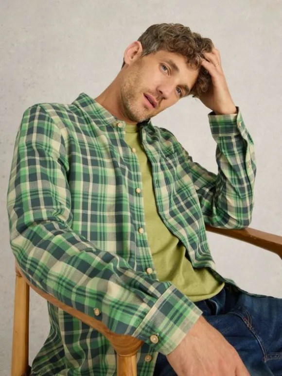 Moxley Brushed Long Sleeve Check Shirt in GREEN MULTI