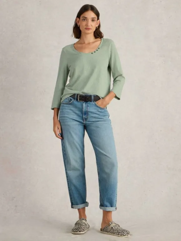 NADIA 34 SLEEVE TEE in KHAKI GREEN