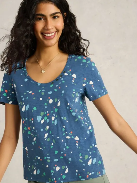 NADIA SHORT SLEEVE TEE in BLUE PRINT