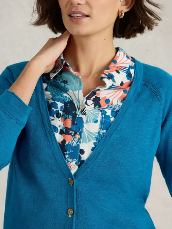 NARIA V NECK CARDI in BRIGHT BLUE