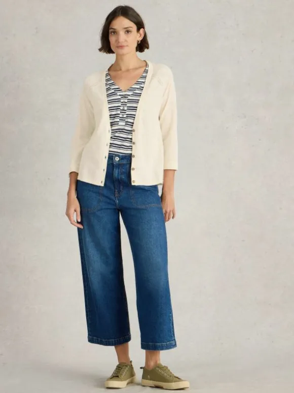 NARIA V NECK CARDI in NATURAL WHITE