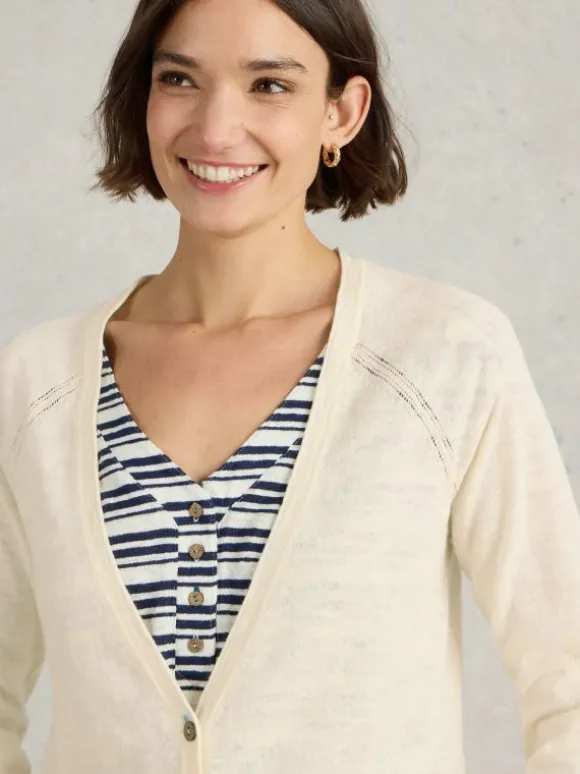 NARIA V NECK CARDI in NATURAL WHITE