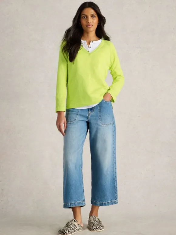 NARIA V NECK JUMPER in BRIGHT YELLOW
