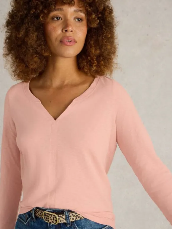 NELLY NECK TEE in DUSTY PINK