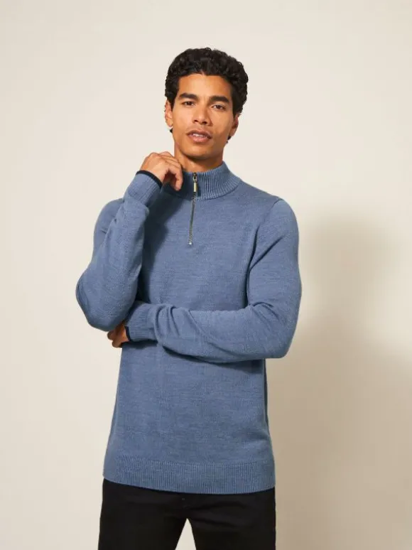Newport Wool Merino Jumper in CHAMBRAY BLUE