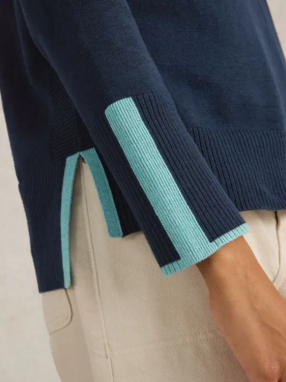 OLIVE CREW NECK COTTON JUMPER in FRENCH NAVY