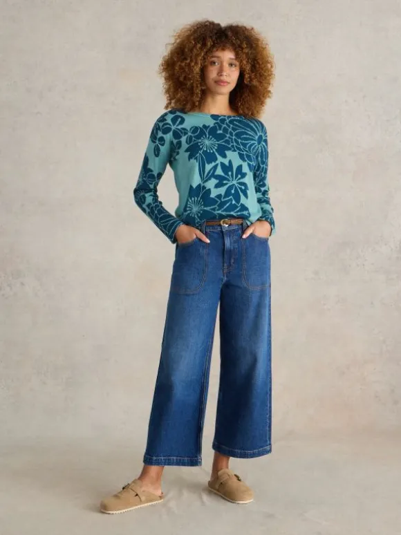 OLIVE PRINTED JUMPER in BLUE MULTI