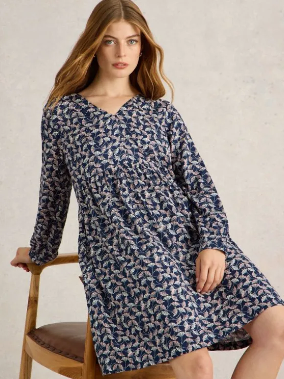 Penelope Eco Vero Dress in NAVY PRINT