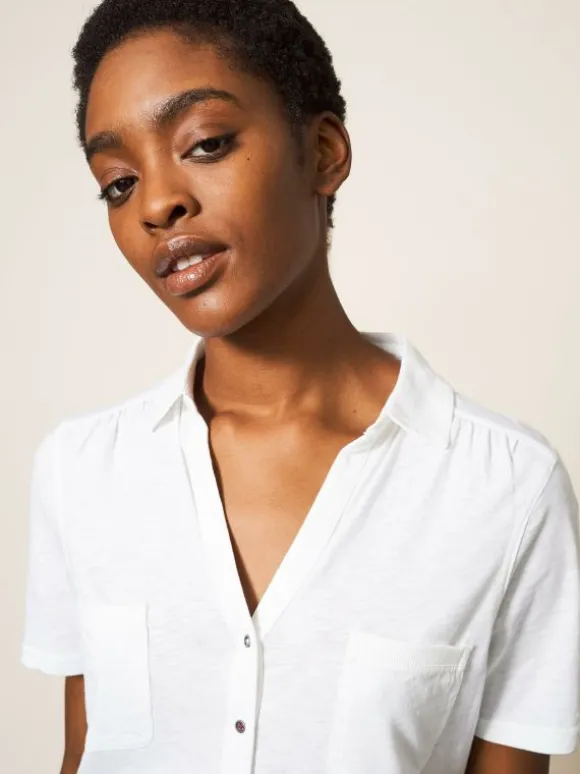 Penny Pocket Jersey Shirt in BRILLIANT WHITE