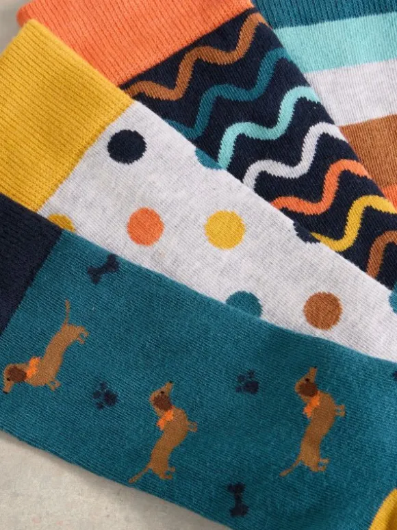 4PK Mans Best Friend Socks in GREEN MULTI