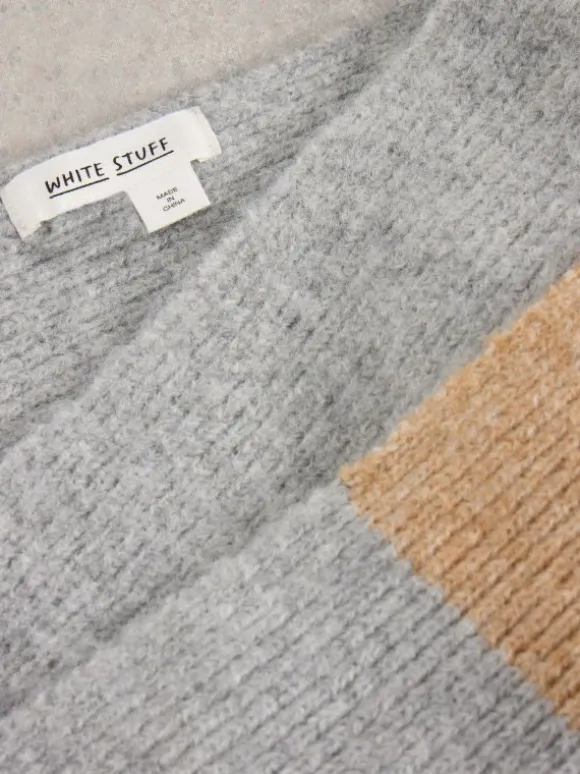 Poppy Knitted Scarf in GREY MULTI