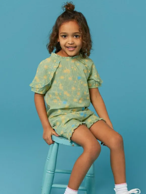 Printed Woven Top in GREEN MULTI