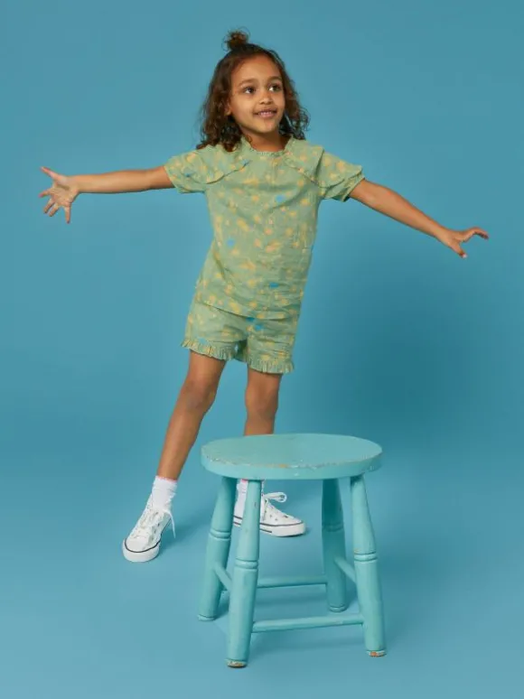 Printed Woven Top in GREEN MULTI