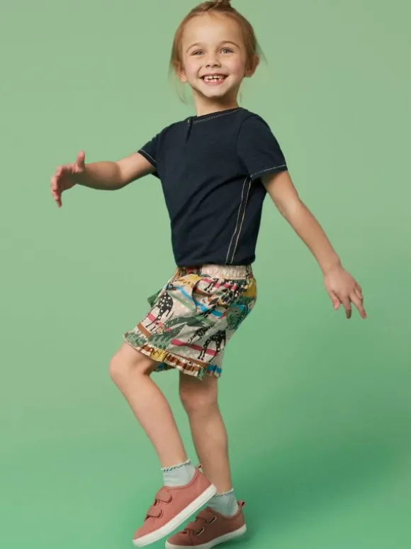 Renee Printed Frill Shorts in NATURAL MULTI