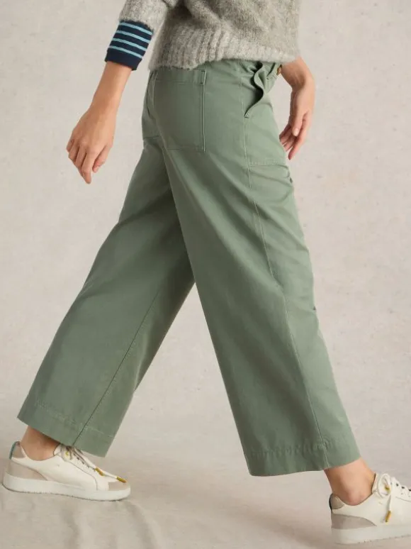 Romy Wide Leg Cropped Trouser in DUSTY GREEN