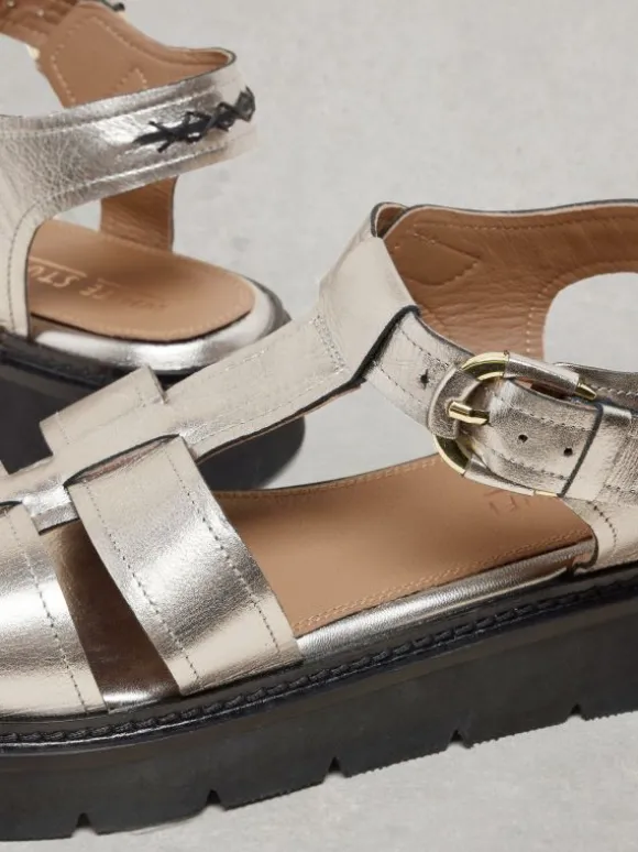 Rose Sandal Leather in PEWTER METALLIC