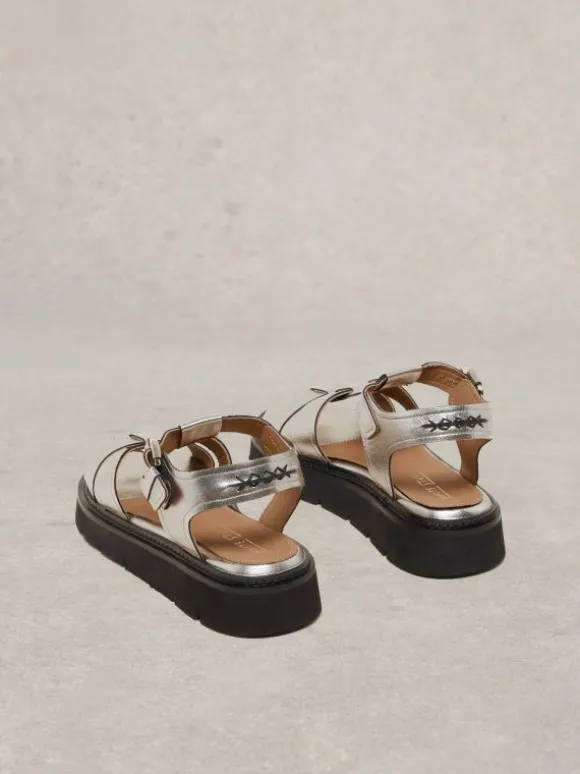 Rose Sandal Leather in PEWTER METALLIC