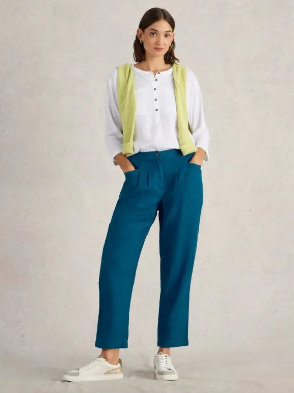 Rowena Linen Trousers in BRIGHT BLUE