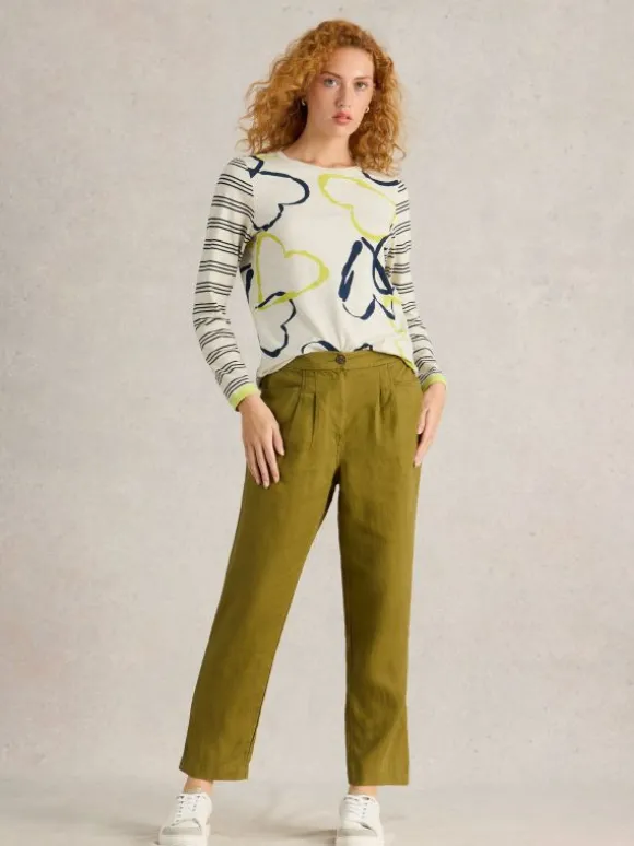 Rowena Linen Trousers in KHAKI GREEN