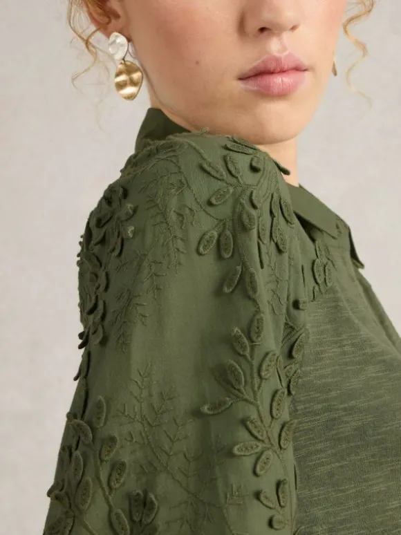 Rua Embroidered Dress in DUSTY GREEN