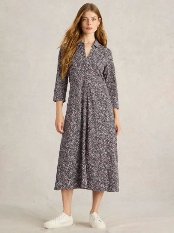 Rua Midi Jersey Dress in GREY PRINT