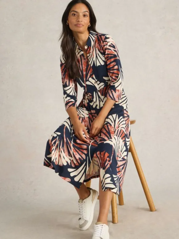 Rua Midi Jersey Dress in NAVY MULTI