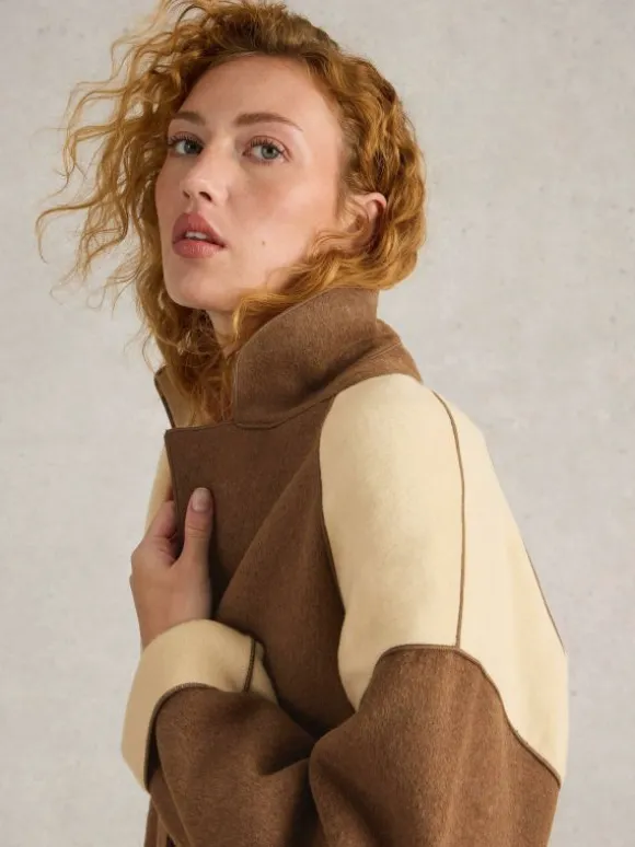 Sabine Wool Blend Coat in NATURAL MULTI