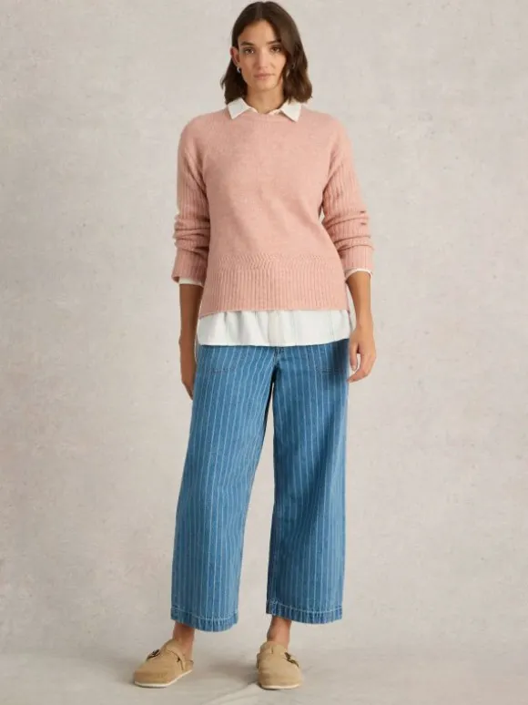 SOPHIA CREW NECK JUMPER in DUSTY PINK