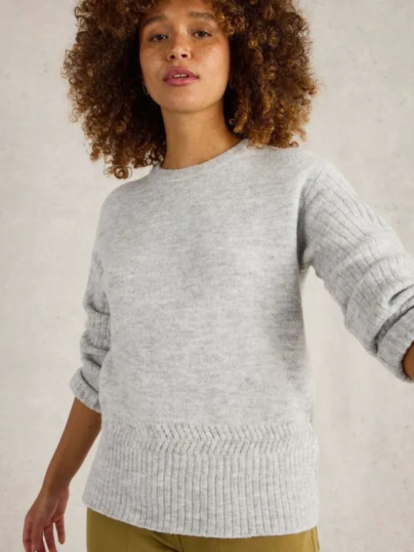 SOPHIA CREW NECK JUMPER in GREY MARL