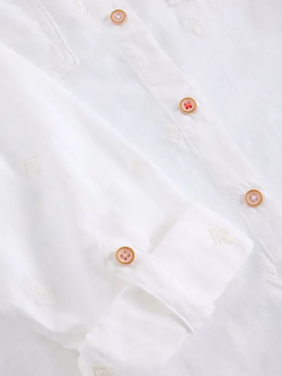 Sophie Longline Cotton Shirt in PALE IVORY