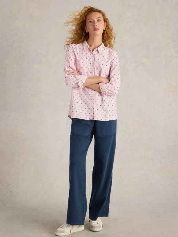 Sophie Organic Cotton Long Sleeve Shirt in RED MULTI