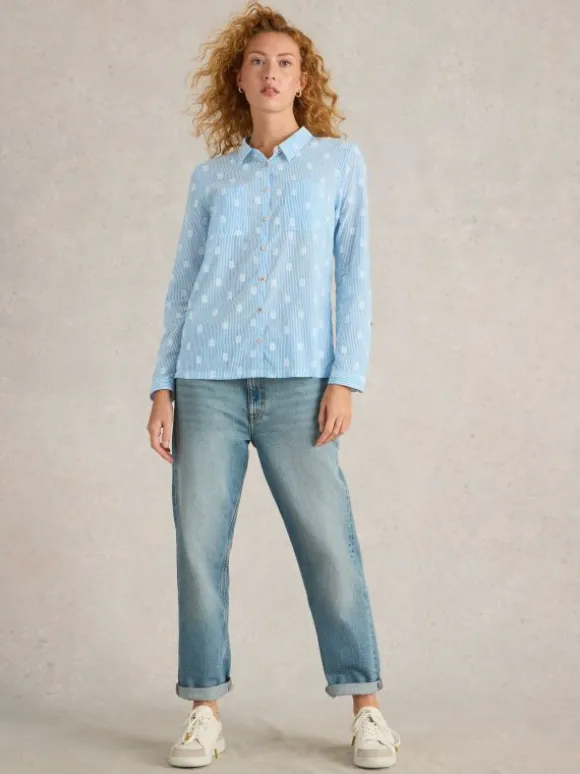 Sophie Organic Cotton Long Sleeve Shirt in BLUE MULTI