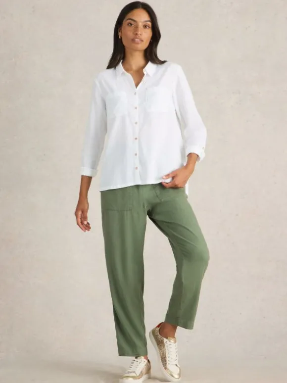 Sophie Organic Cotton Long Sleeve Shirt in PALE IVORY