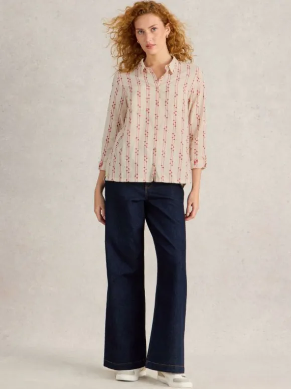 Sophie Organic Cotton Long Sleeve Shirt in PINK MULTI