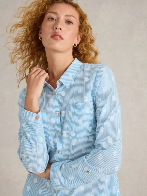 Sophie Organic Cotton Long Sleeve Shirt in BLUE MULTI