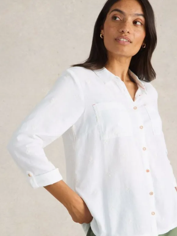 Sophie Organic Cotton Long Sleeve Shirt in PALE IVORY