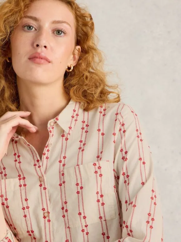 Sophie Organic Cotton Long Sleeve Shirt in PINK MULTI