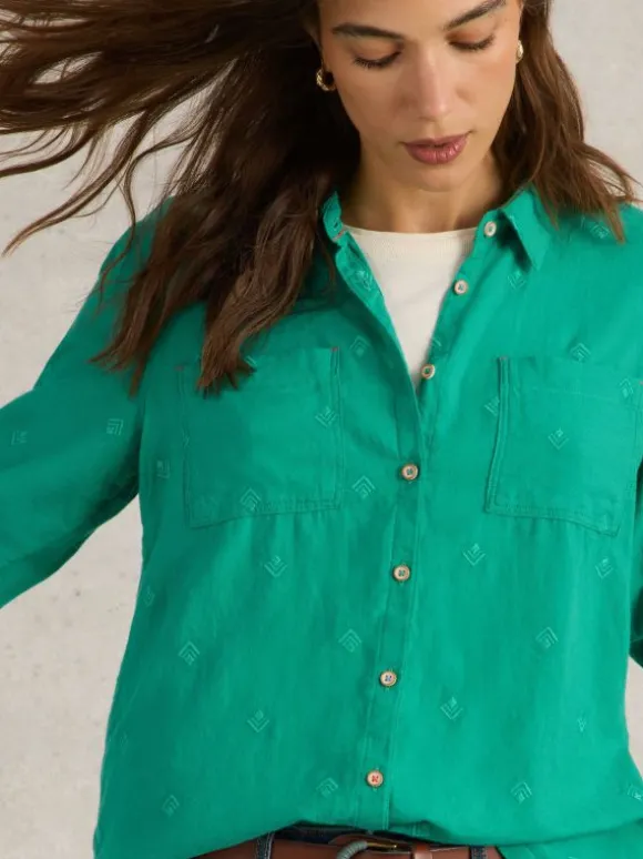 Sophie Organic Cotton Long Sleeve Shirt in BRIGHT GREEN