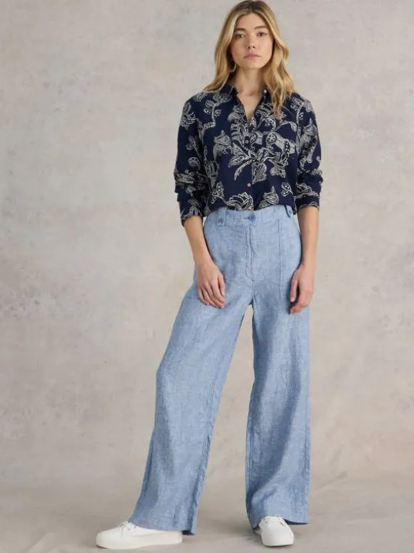 Sophie Organic Cotton Shirt in NAVY PRINT