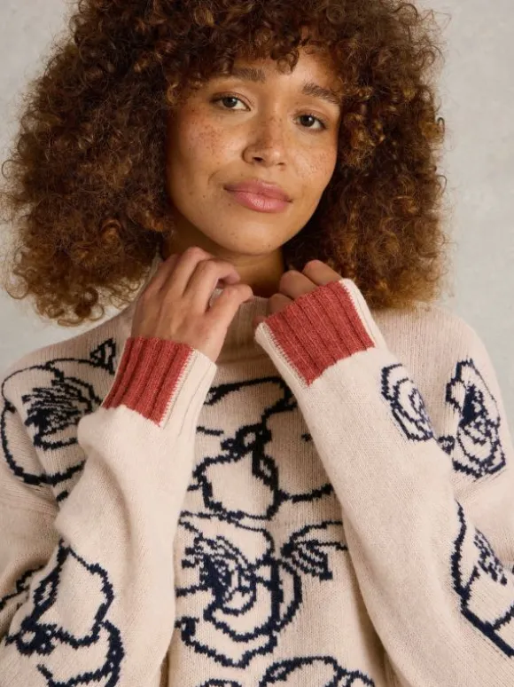 SPRIG FLORAL WOOL JUMPER in NATURAL MULTI