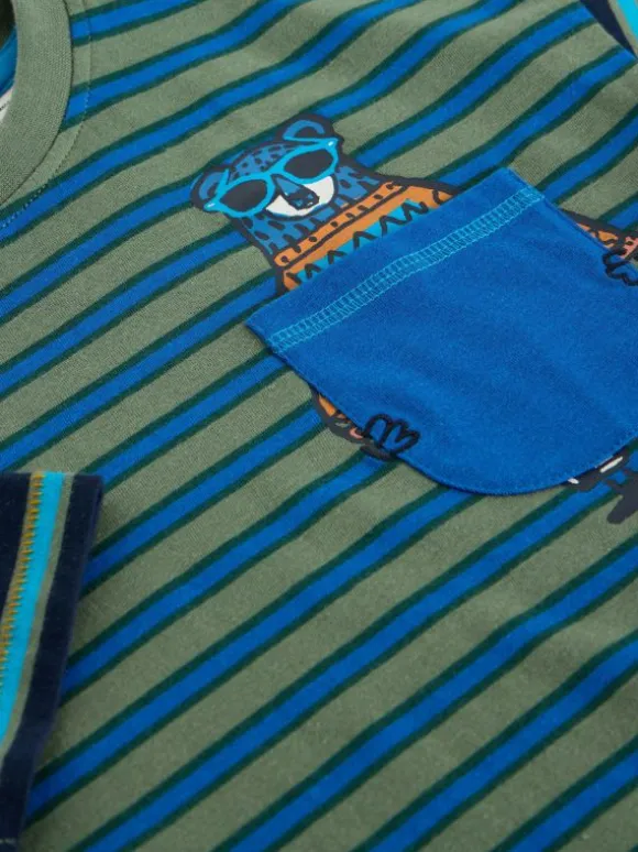 SS Bear Pocket Stripe Tee in BLUE MULTI
